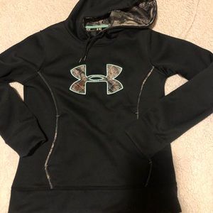 UA hoodie size MD. Black w/ blue and camo accents.